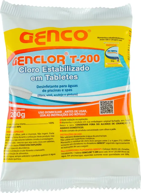 Tablete de cloro Genclor T-200 da Genco