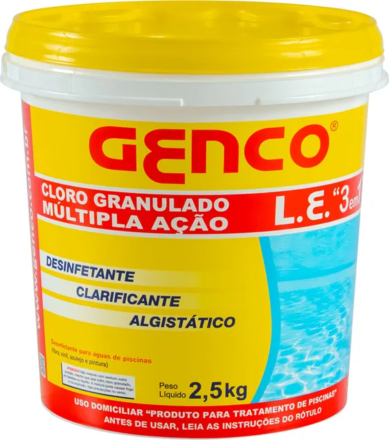 Balde do cloro granulado Múltipla Ação 3 em 1 da Genco