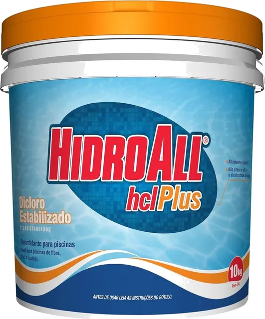 Balde de 10 kg do cloro granulado HCL Plus da Hidroall