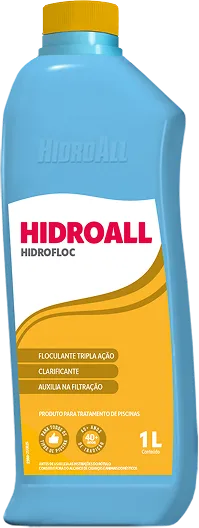 Frasco de 1 litro do clarificante Hidrofloc da Hidroall