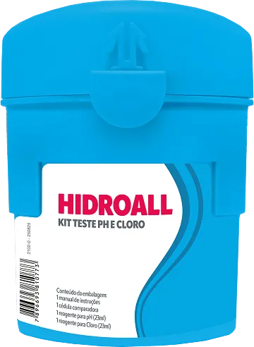 Estojo do kit teste de pH e cloro da Hidroall