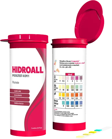 Tubo de fitas de teste PoolTest 4 em 1 da Hidroall