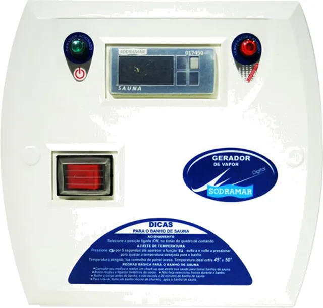 Comando digital com termostato da Sodramar para gerador de vapor